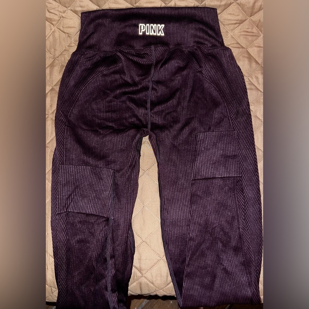 PINK Victoria's Secret Ribbed Maroon leggings